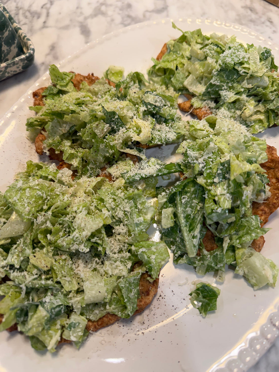 Crispy Chicken Caesar Salad Pizzas