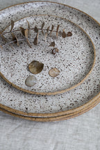 Speckled Matte White Handmade Dinner Plate, Minimalist Pottery, Ceramic, Made to Order, Dinnerware