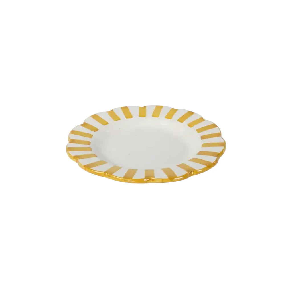 Yellow Stripe Dinner Plate | Handpainted Ceramic (Set of 2)