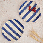 Blue Stripe Plate | Handpainted Ceramic | 6.3 in (Set of 2)