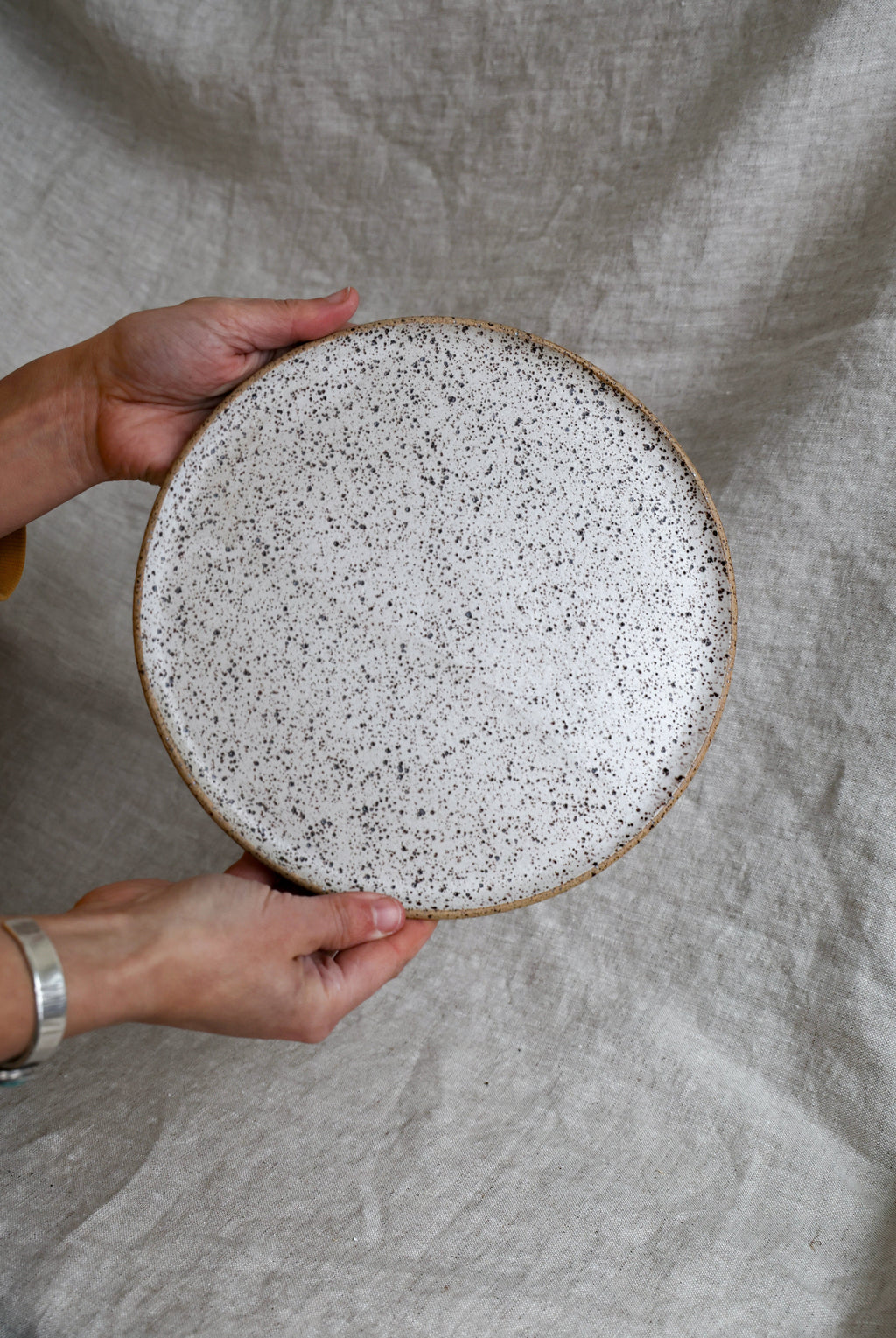 Speckled Matte White Handmade Dinner Plate, Minimalist Pottery, Ceramic, Made to Order, Dinnerware