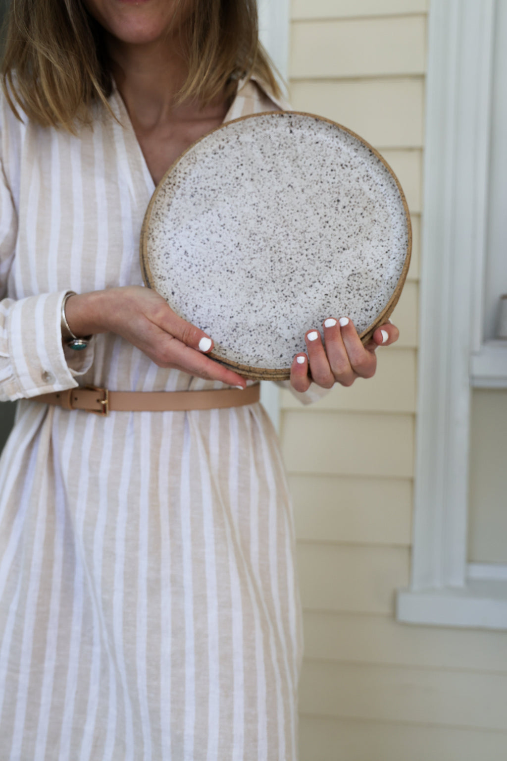 Speckled Matte White Handmade Dinner Plate, Minimalist Pottery, Ceramic, Made to Order, Dinnerware