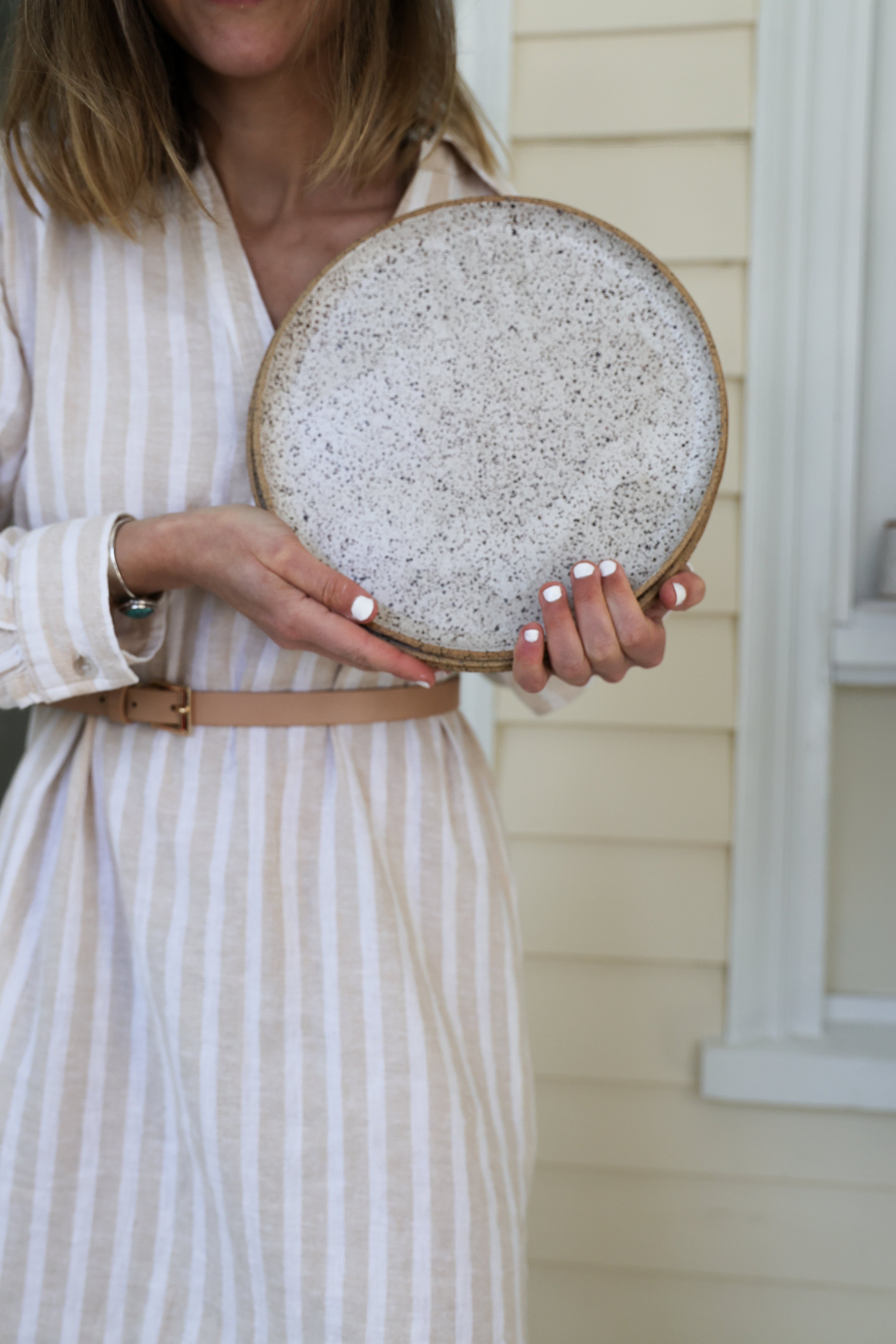 Speckled Matte White Handmade Dinner Plate, Minimalist Pottery, Ceramic, Made to Order, Dinnerware