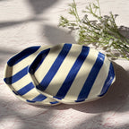 Blue Stripe Plate | Handpainted Ceramic | 6.3 in (Set of 2)