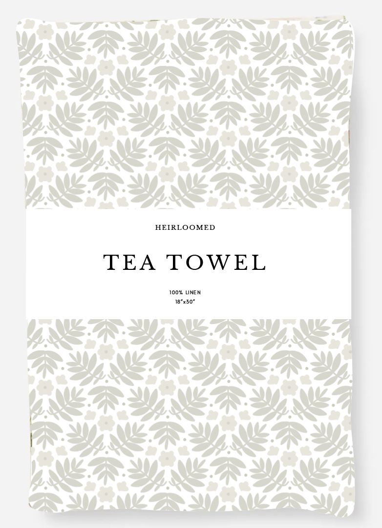 Tea Towel - Oatmeal Linen Royal Palm