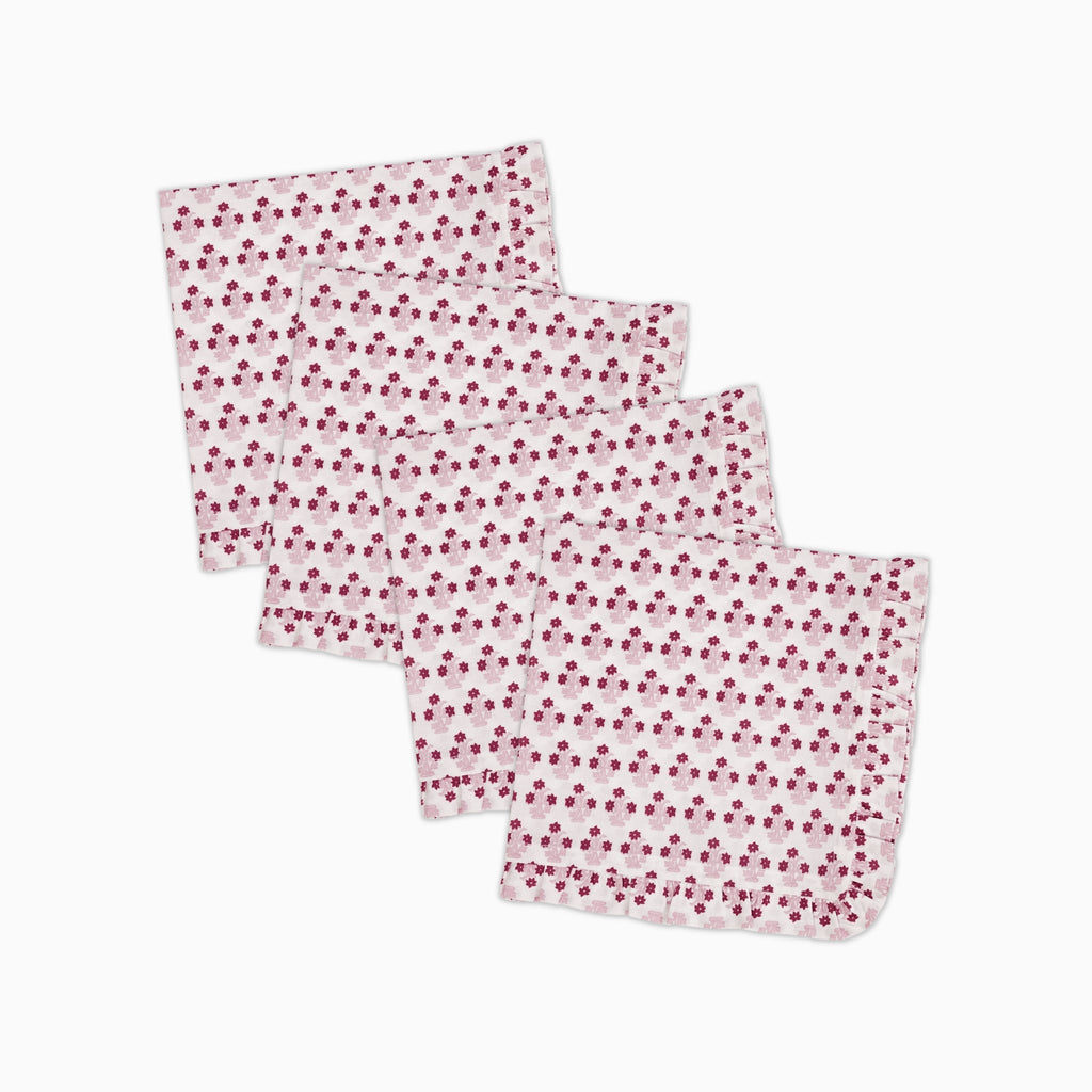 Abigail Pink Ruffled Dinner Napkin - Set of 4