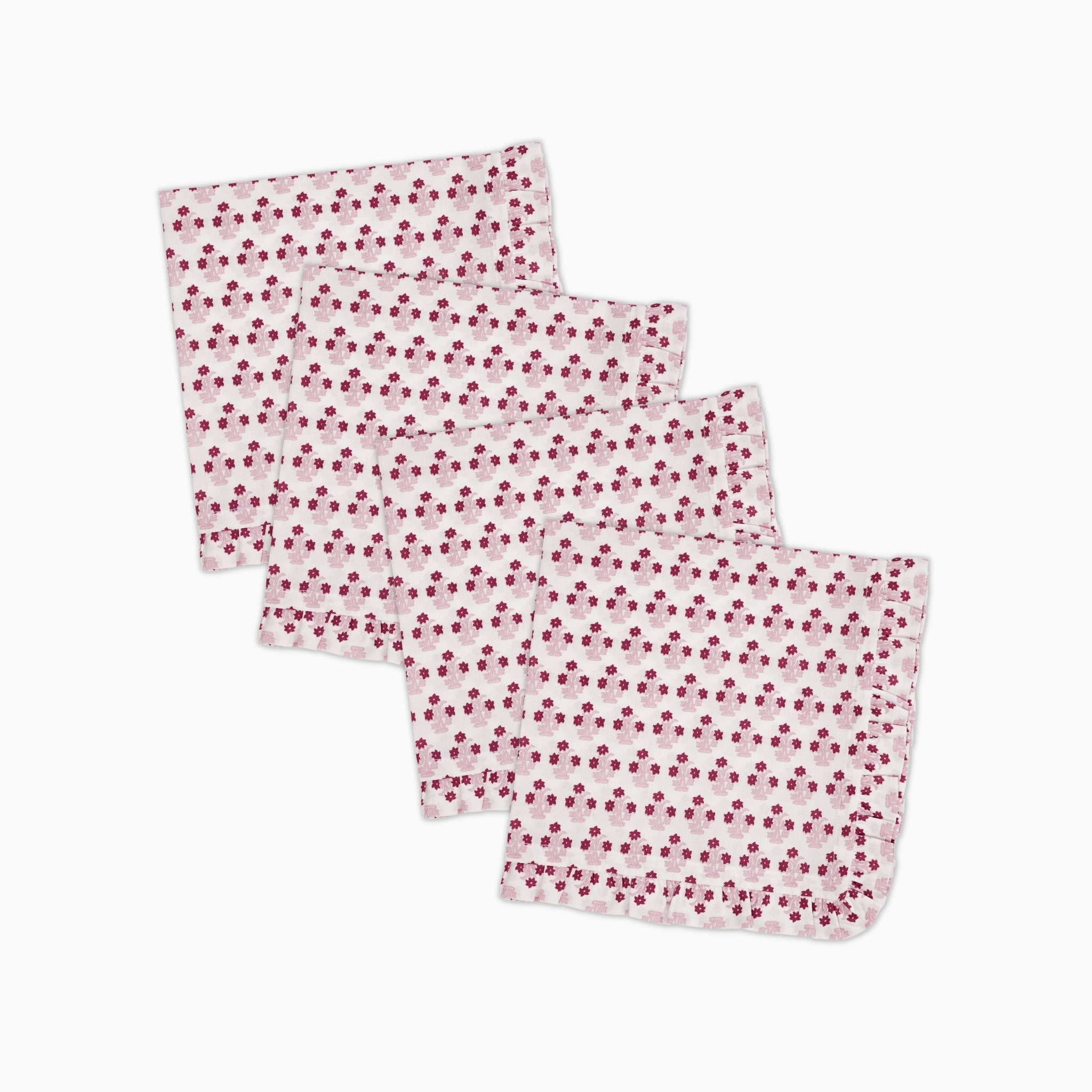 Abigail Pink Ruffled Dinner Napkin - Set of 4