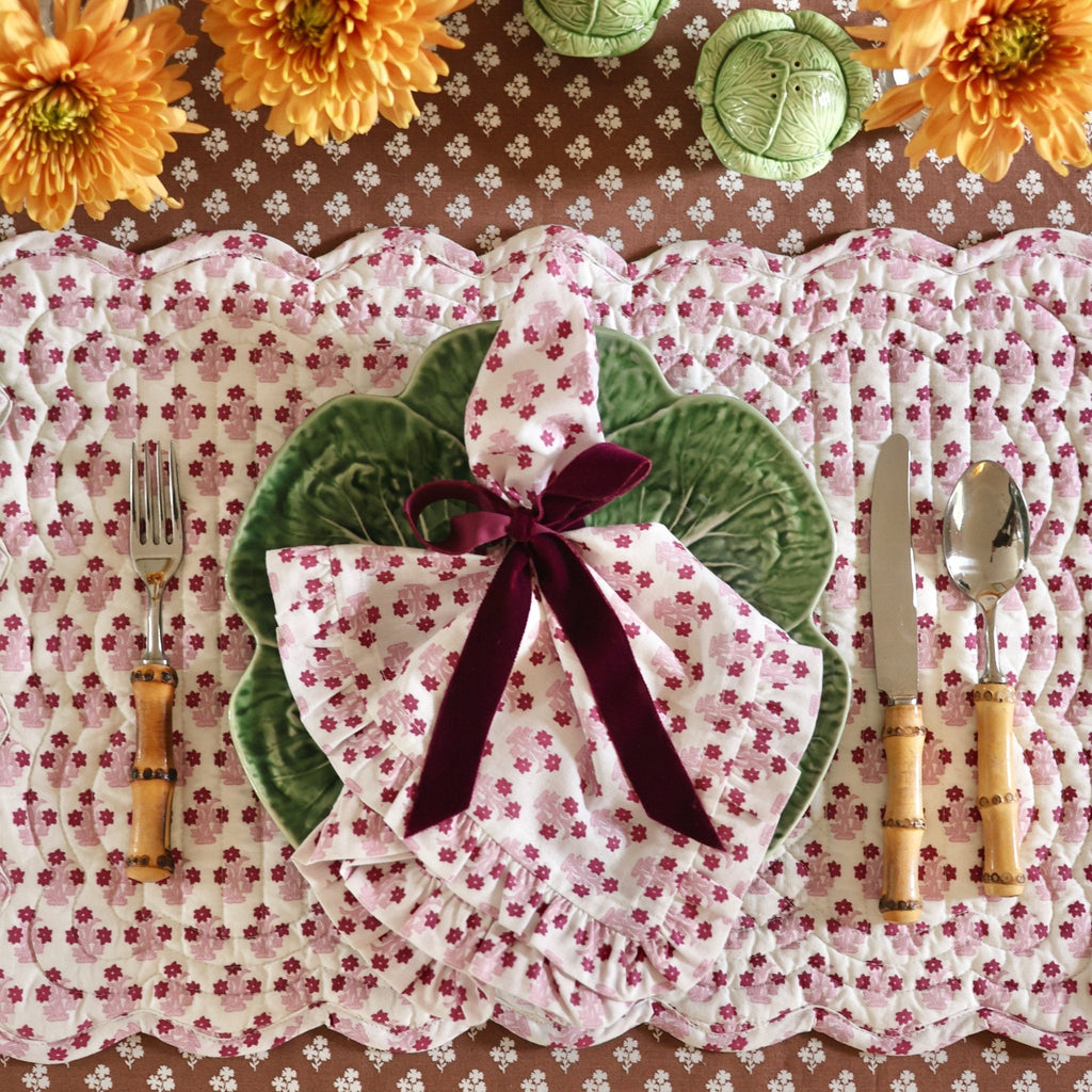 Abigail Pink Ruffled Dinner Napkin - Set of 4