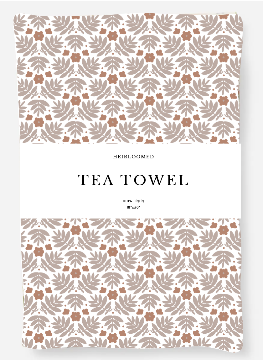 Tea Towel - Linen Royal Palm in Terracotta