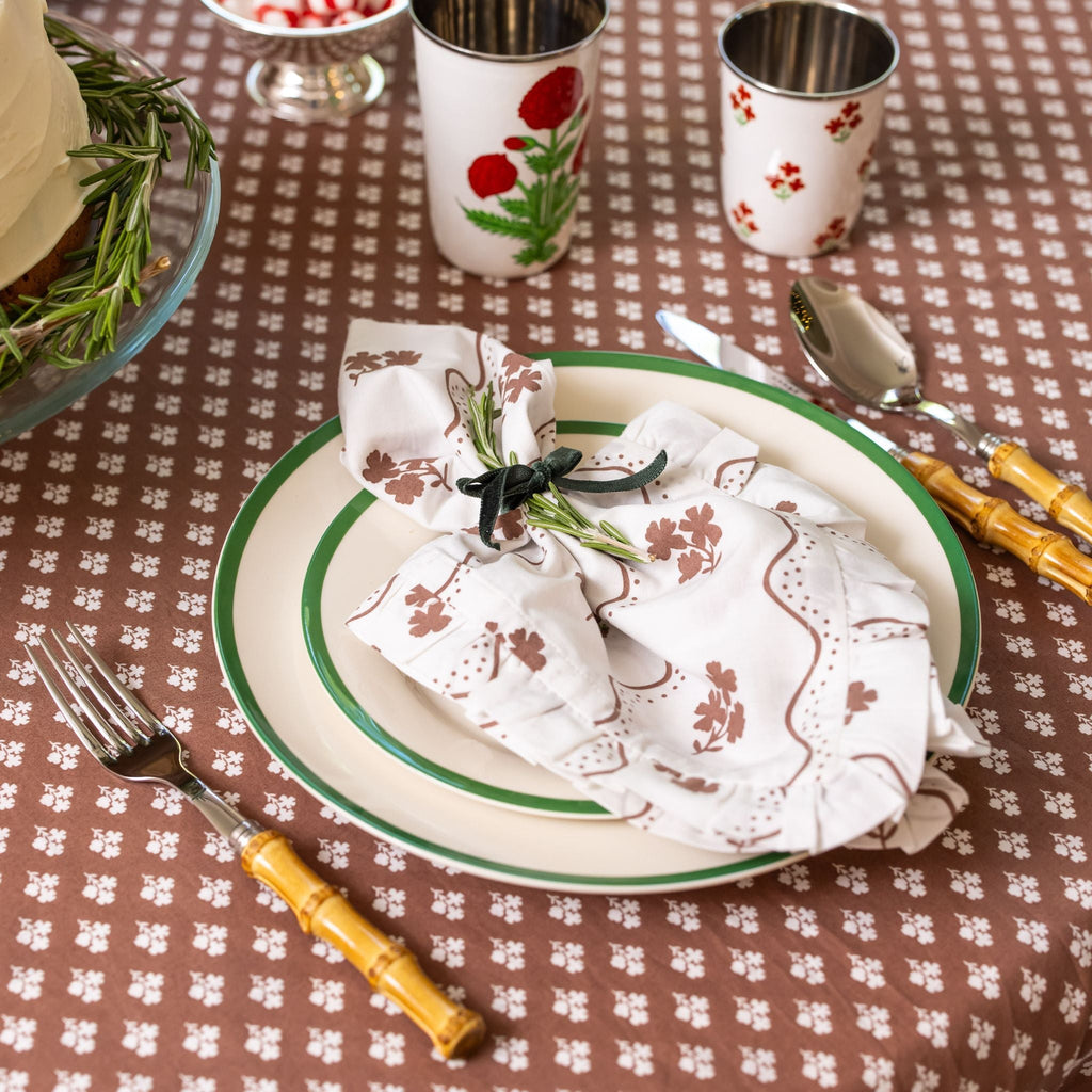 Beatrice Chocolate Ruffled Napkins - Set of 4