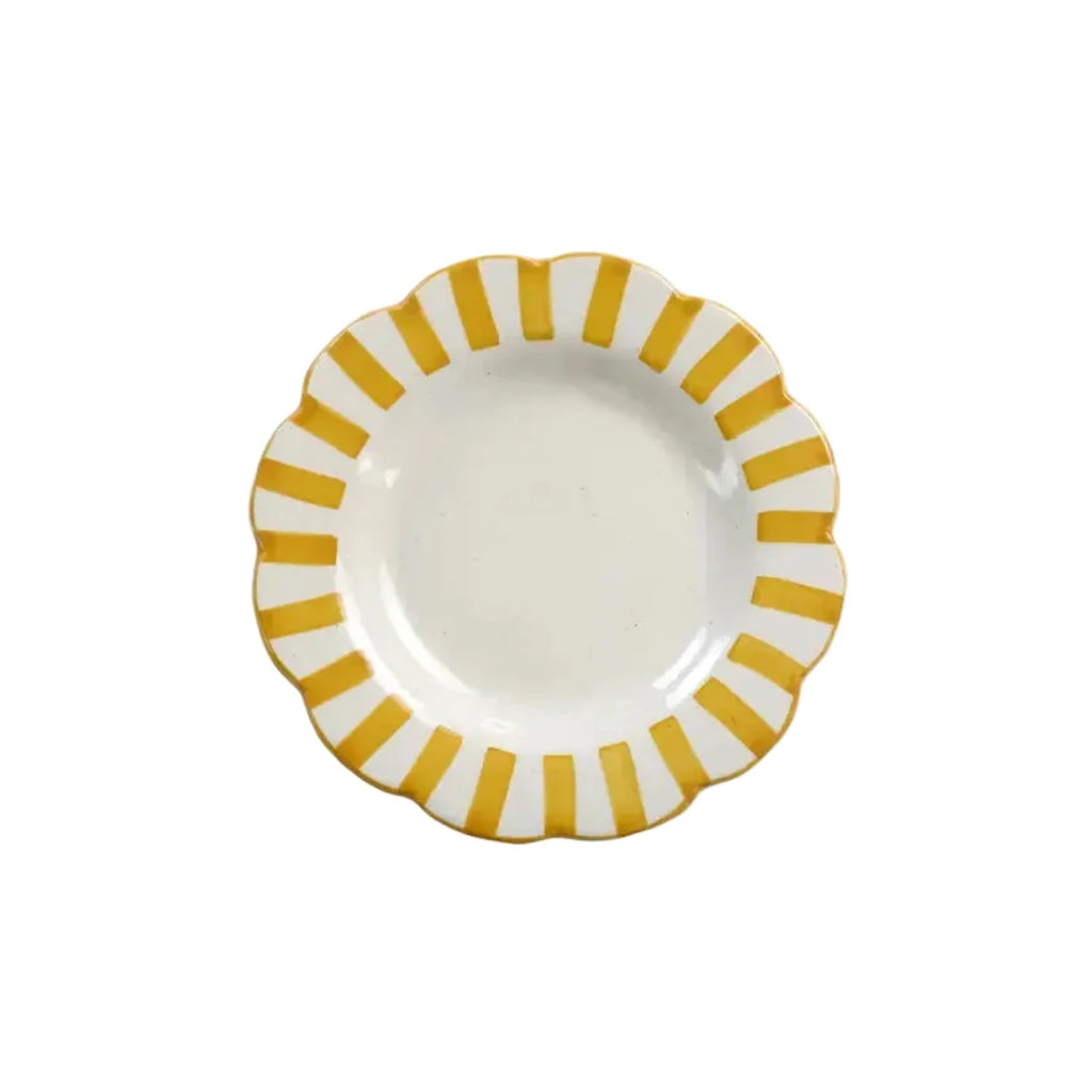 Yellow Stripe Dinner Plate | Handpainted Ceramic (Set of 2)
