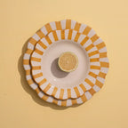 Yellow Stripe Dinner Plate | Handpainted Ceramic (Set of 2)