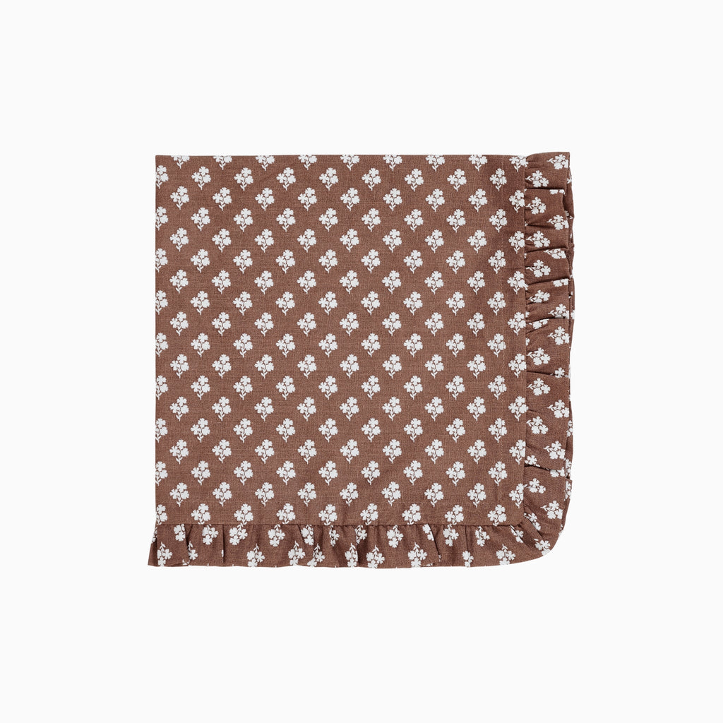 Constance Chocolate Ruffled Dinner Napkins - Set of 4