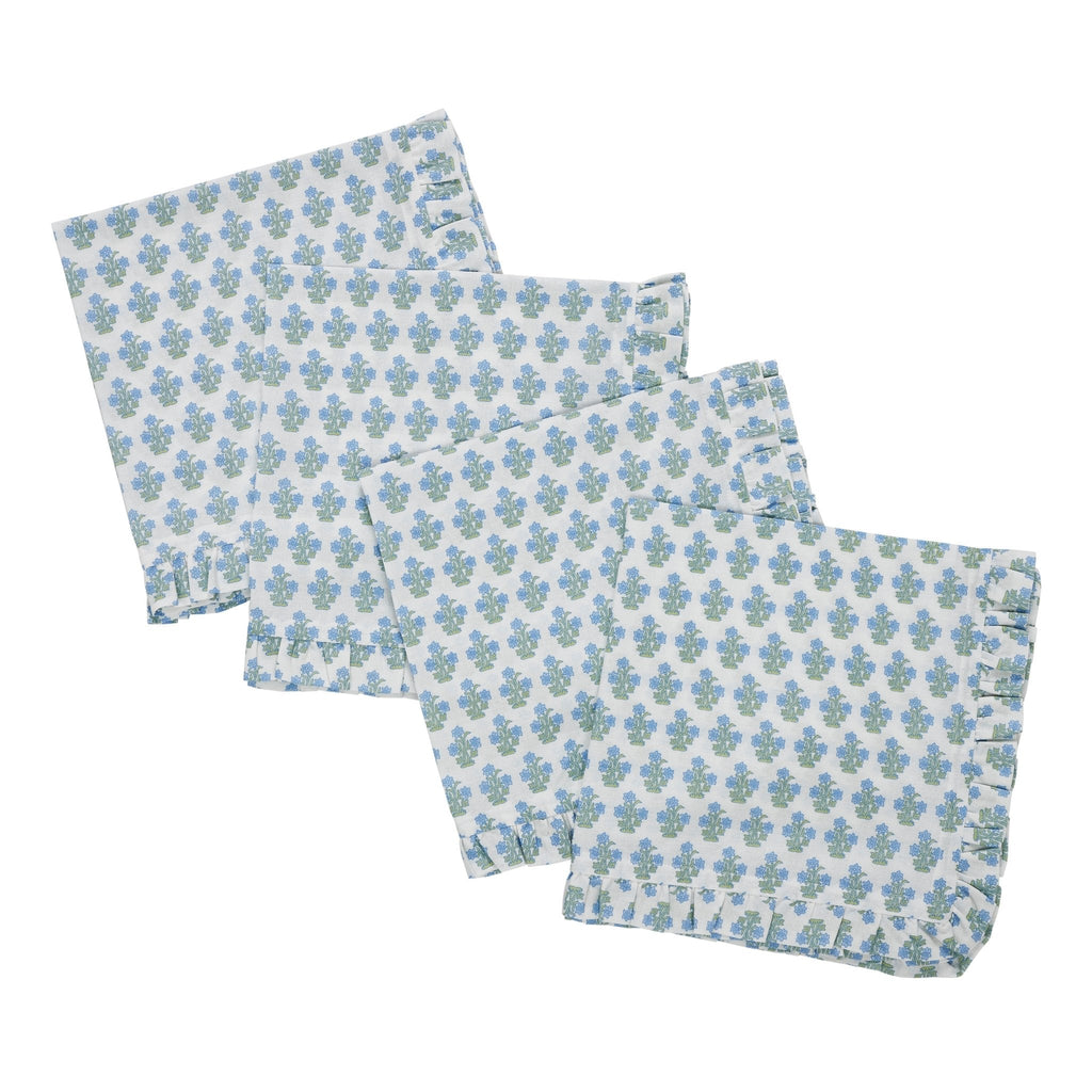 Dorothy Blue Ruffled Dinner Napkins - Set of 4