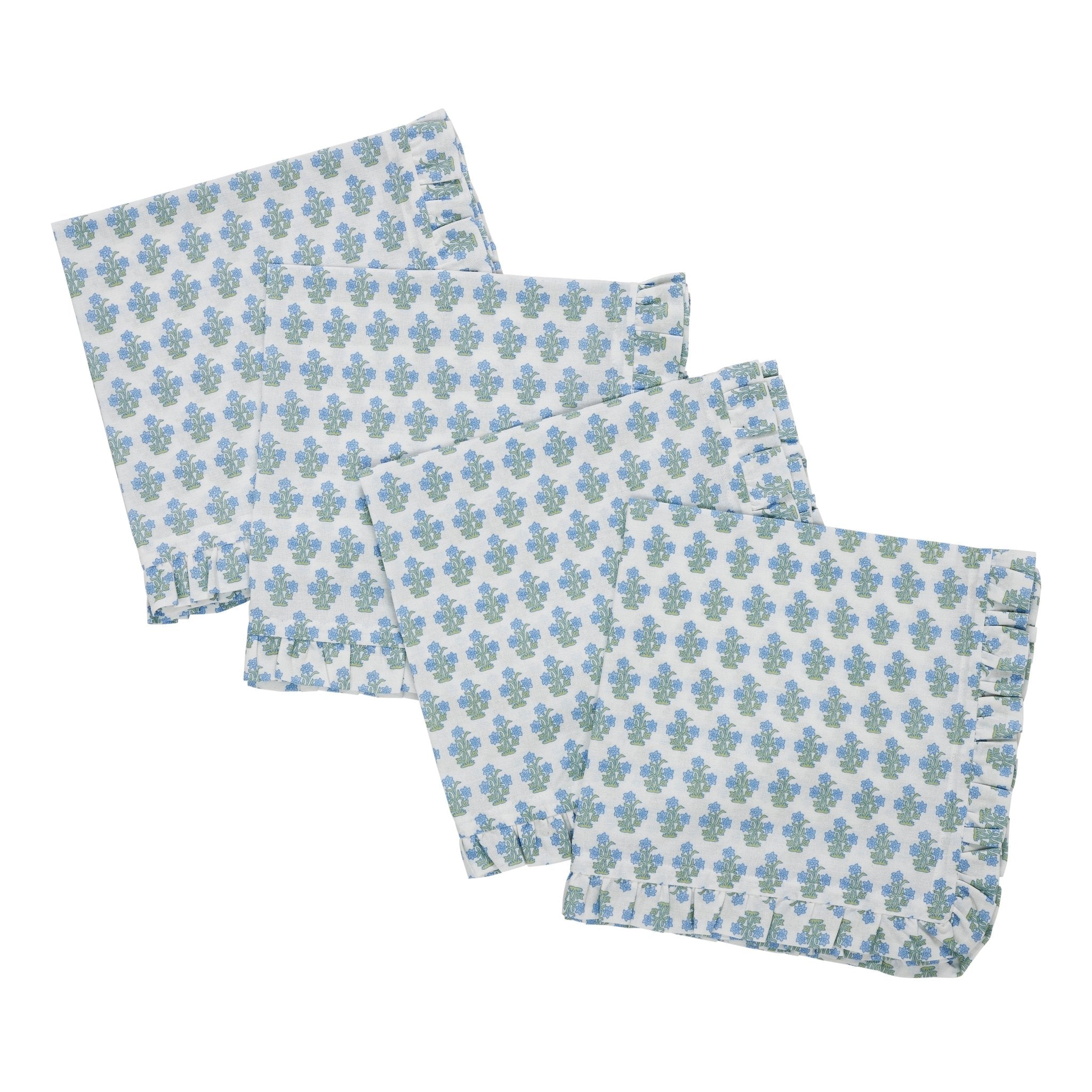 Dorothy Blue Ruffled Dinner Napkins - Set of 4