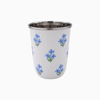 Floral Blue Short Enamelware Tumblers - Set of 4