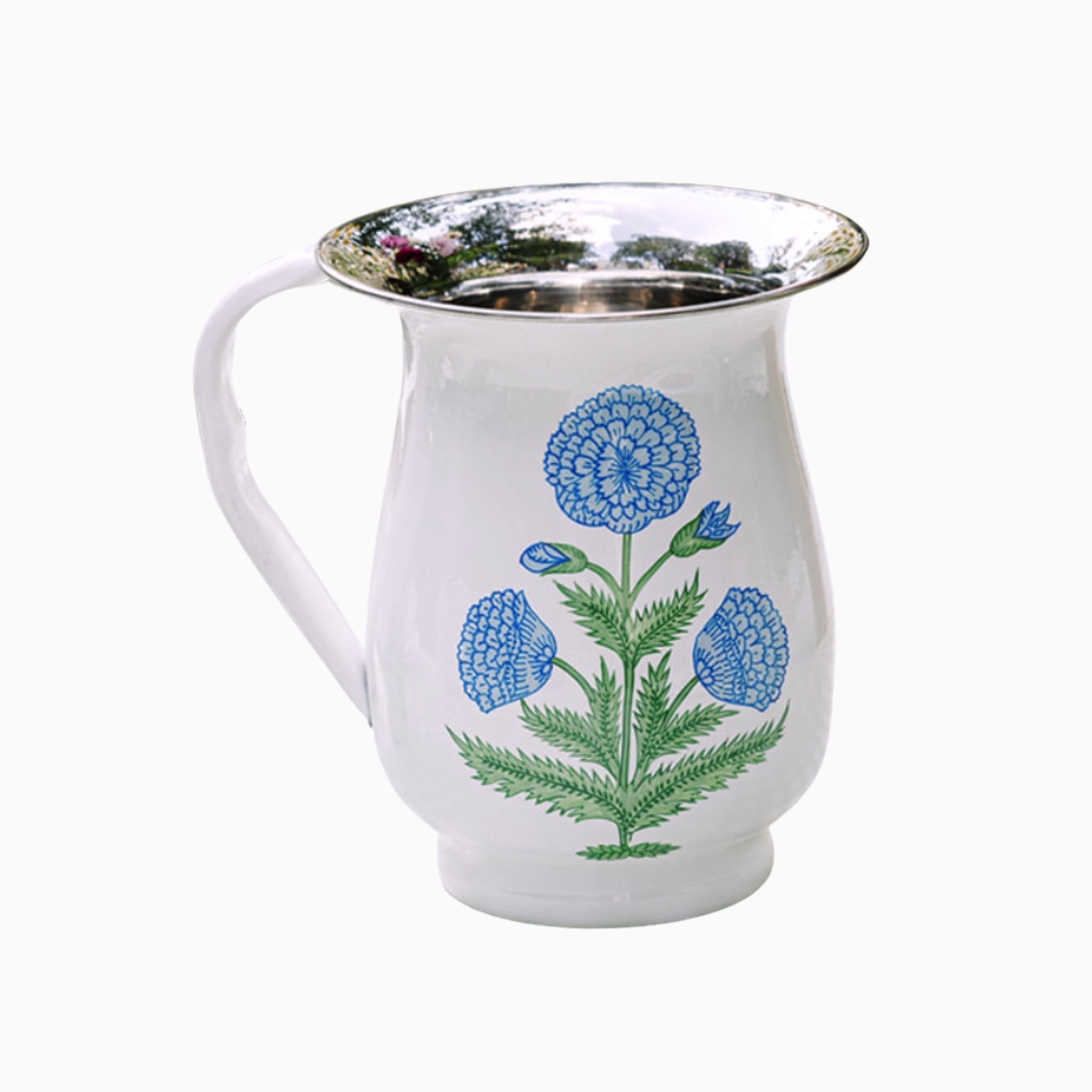 Poppy Blue Hand-painted Enamelware Pitcher